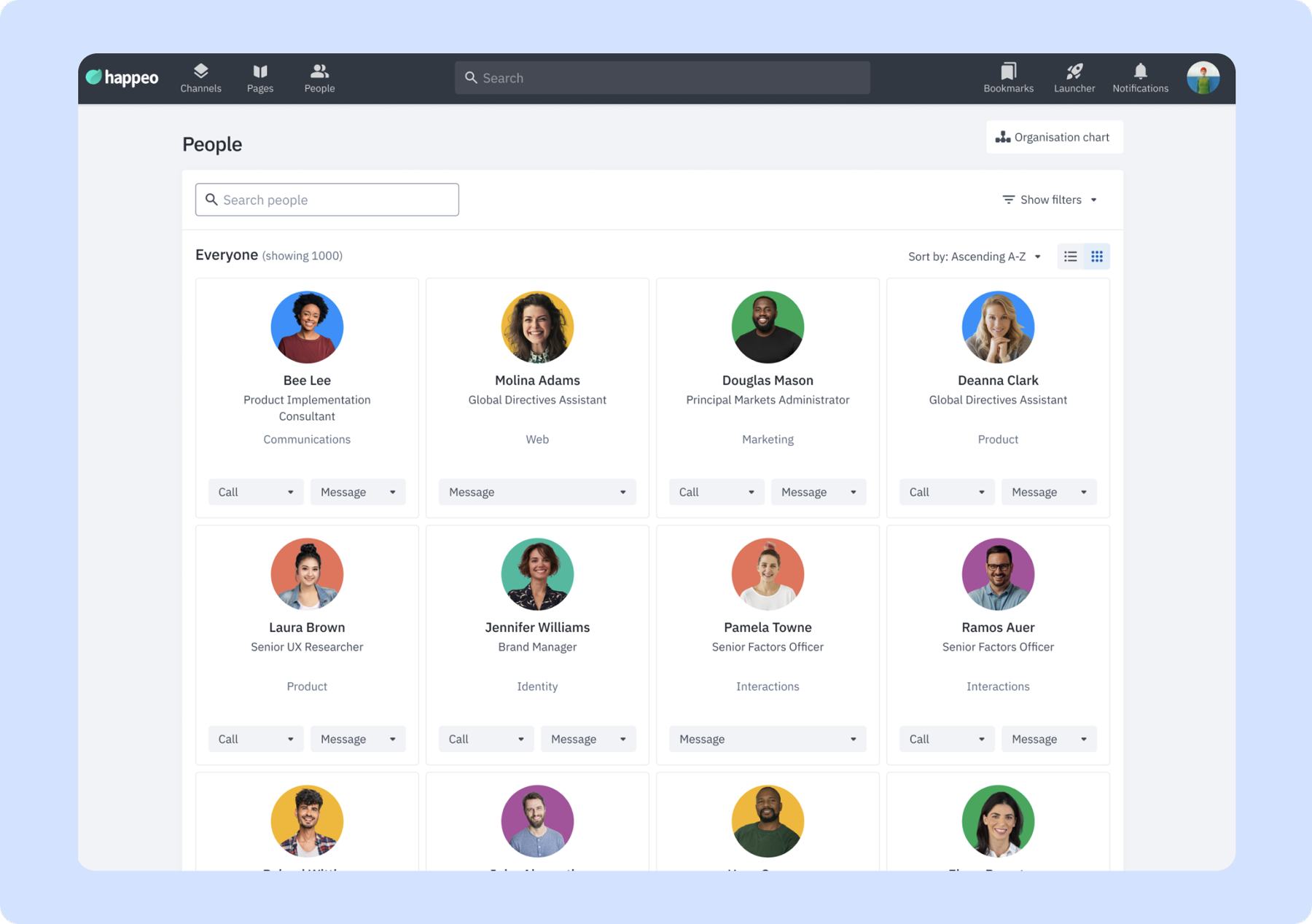 People Directory Revamp — enterprise employee discovery UX at Happeo